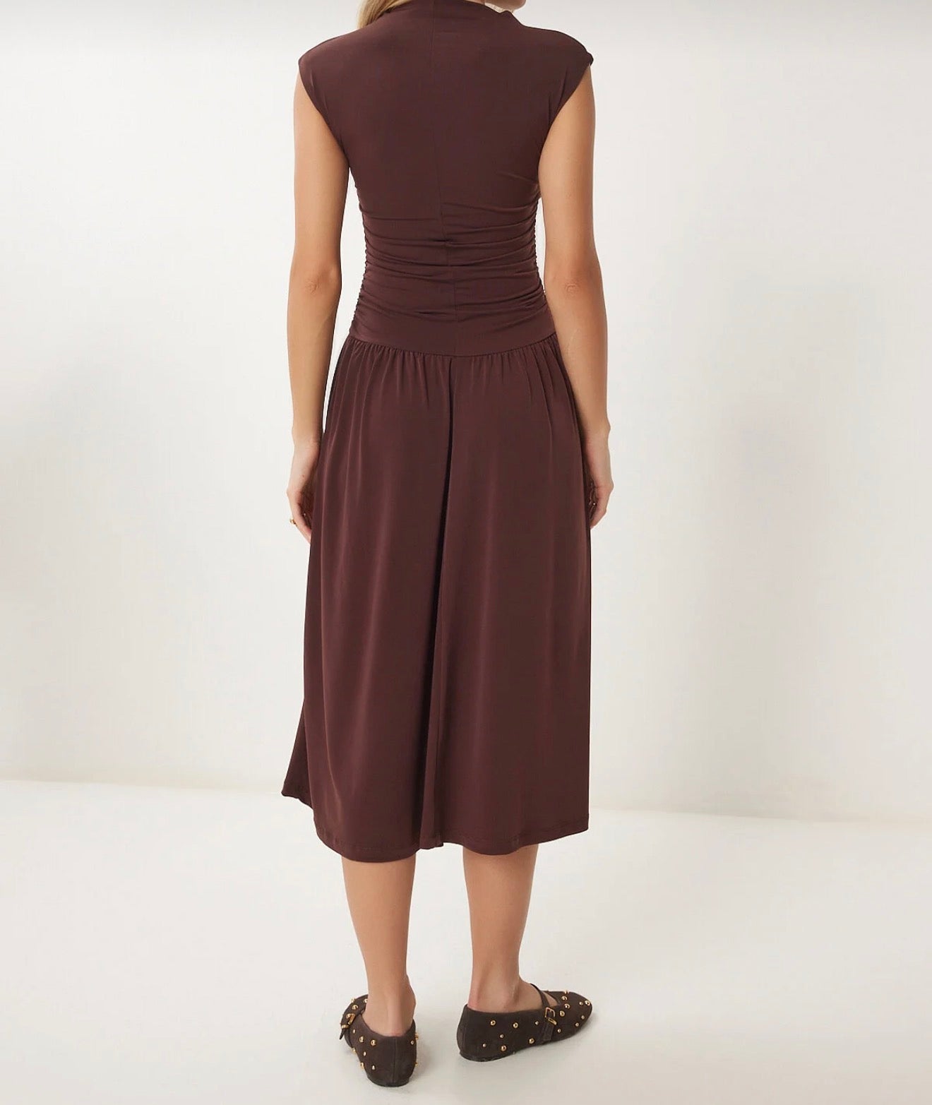 Brown midi dress