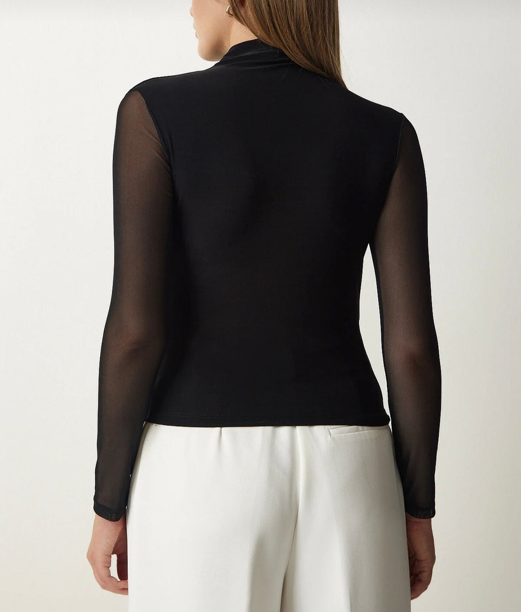 Chiffon sleeve knitted blouse