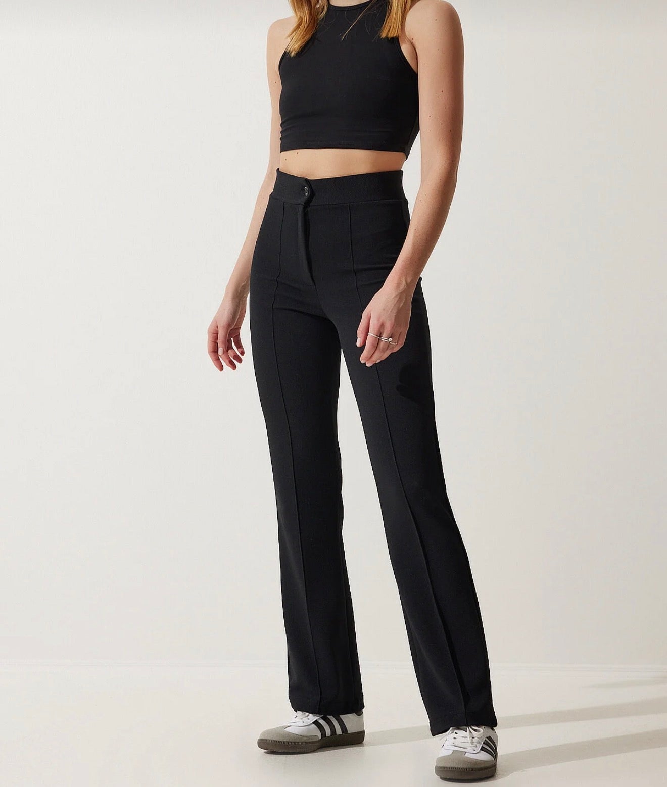 High waist lycra knitted trousers