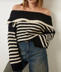 Collar striped knitwear sweater