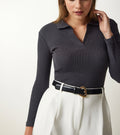 Polo neck knitted blouse