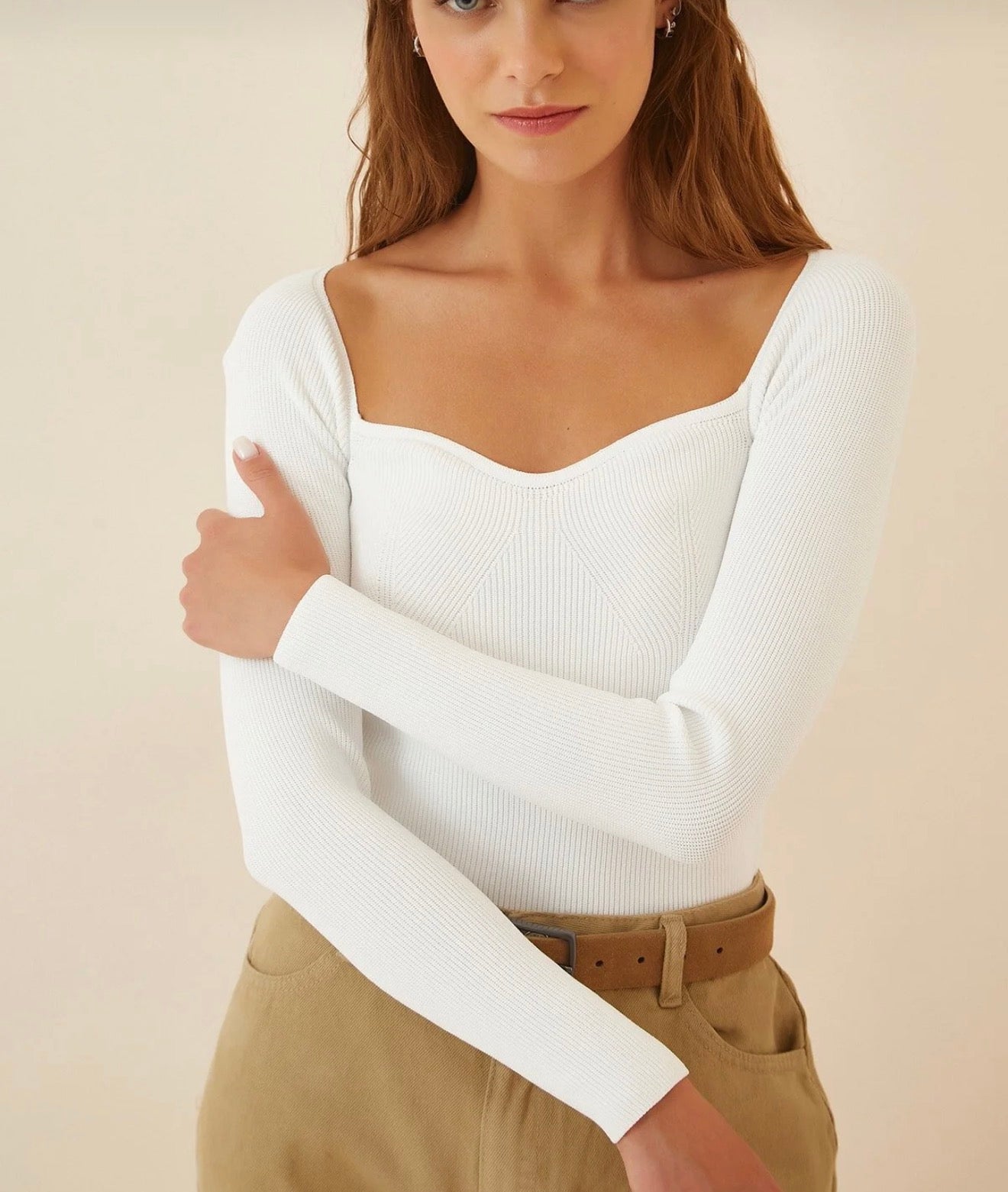 Heart collar knit sweater