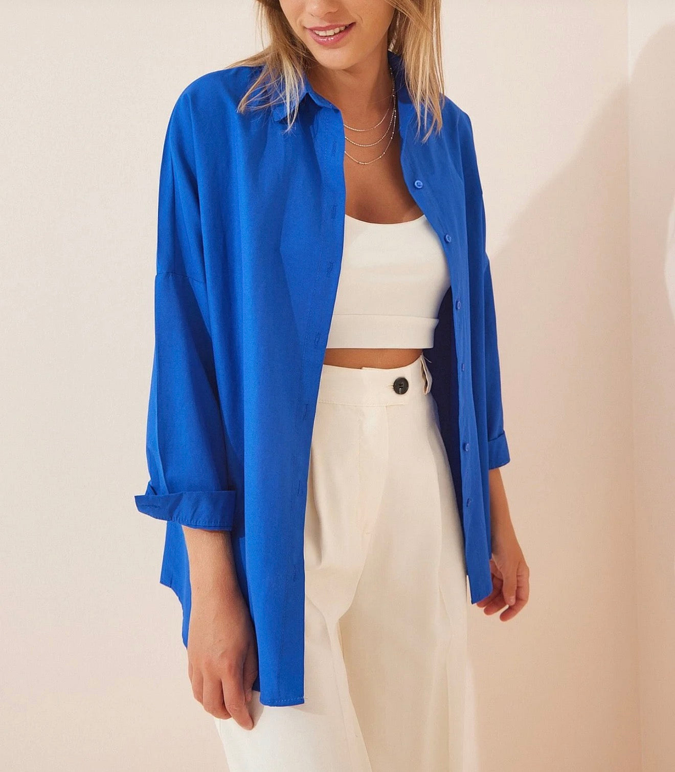 Oversize long basic shirt