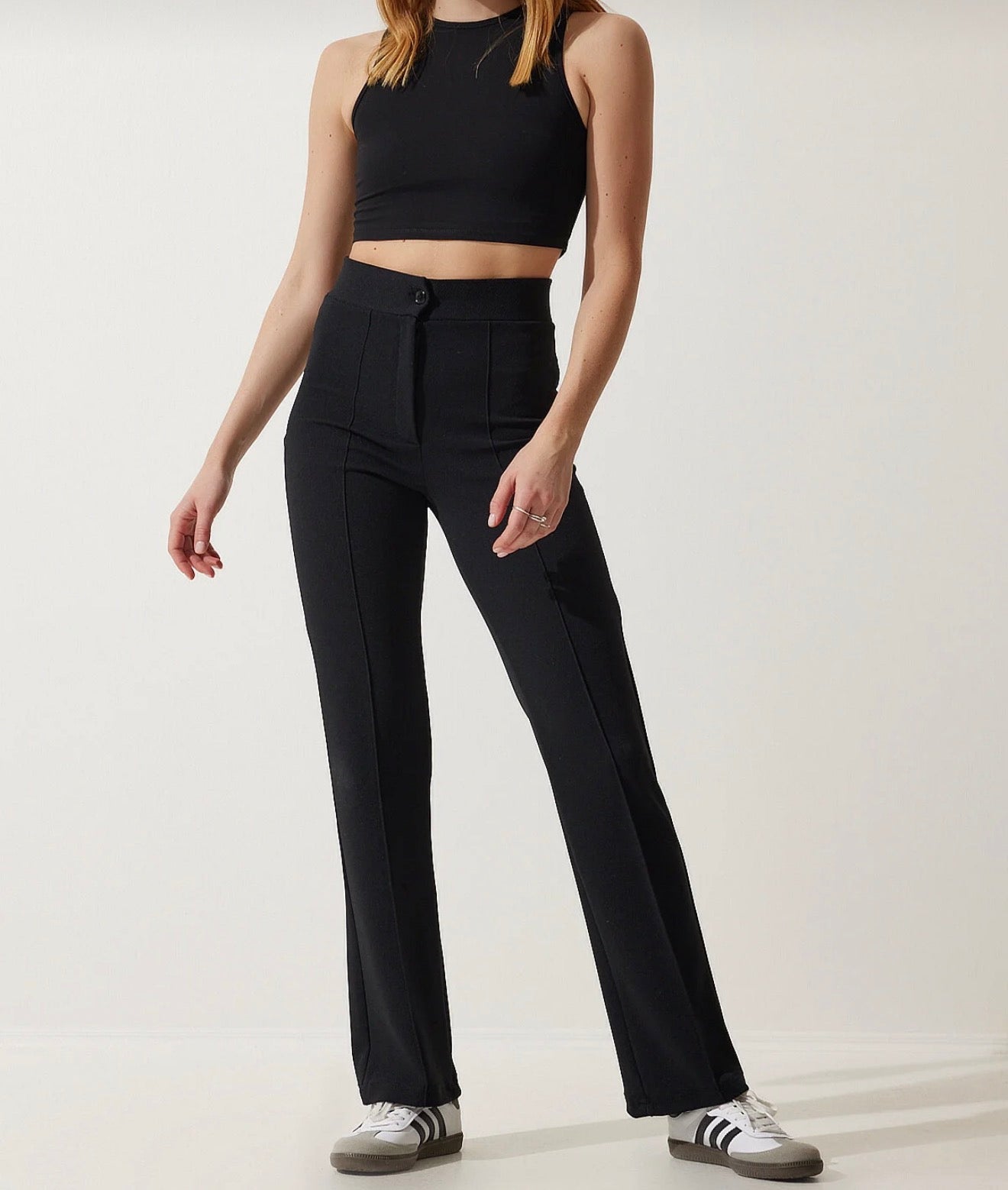 High waist lycra knitted trousers