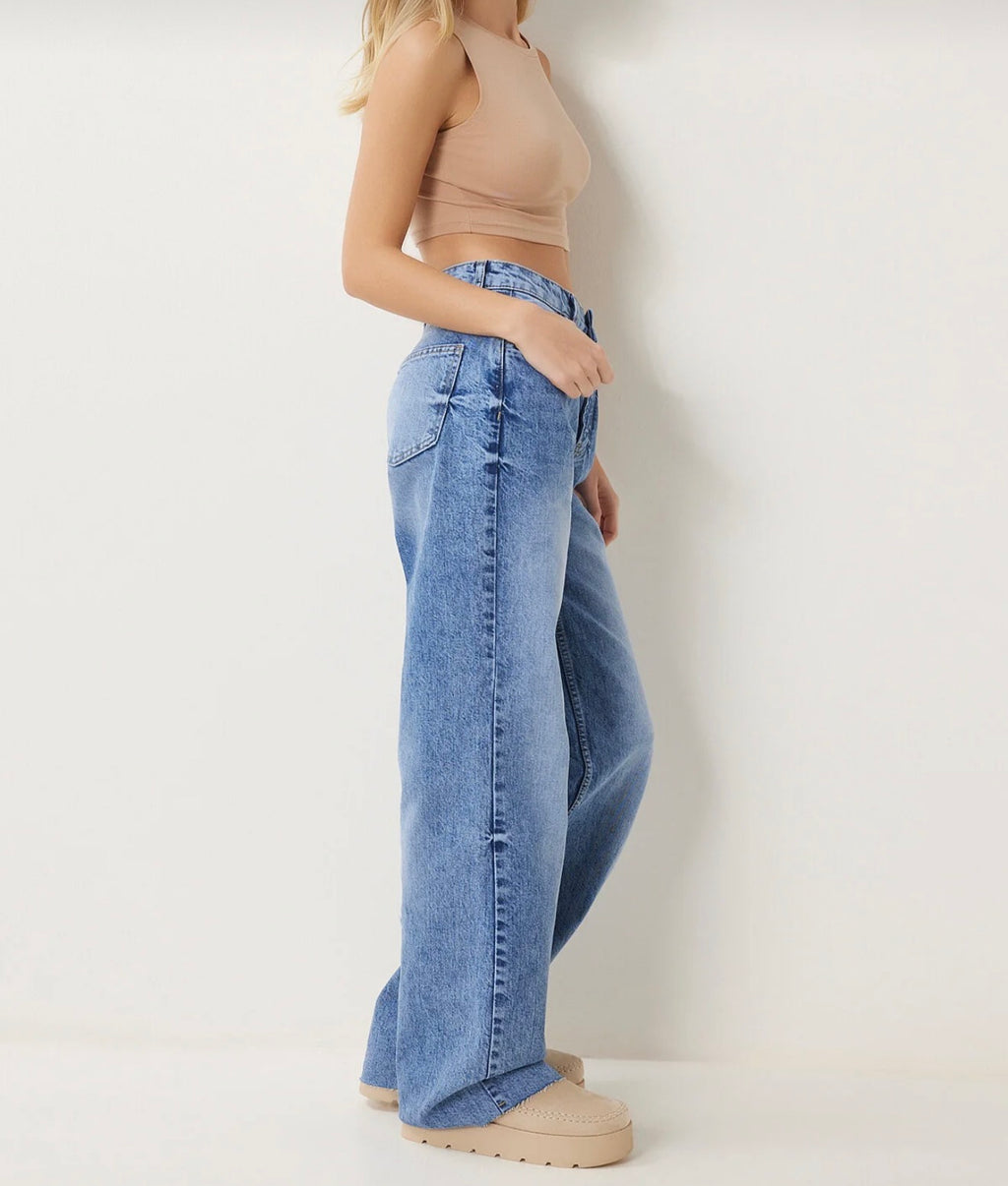 High waist wide leg jeans
