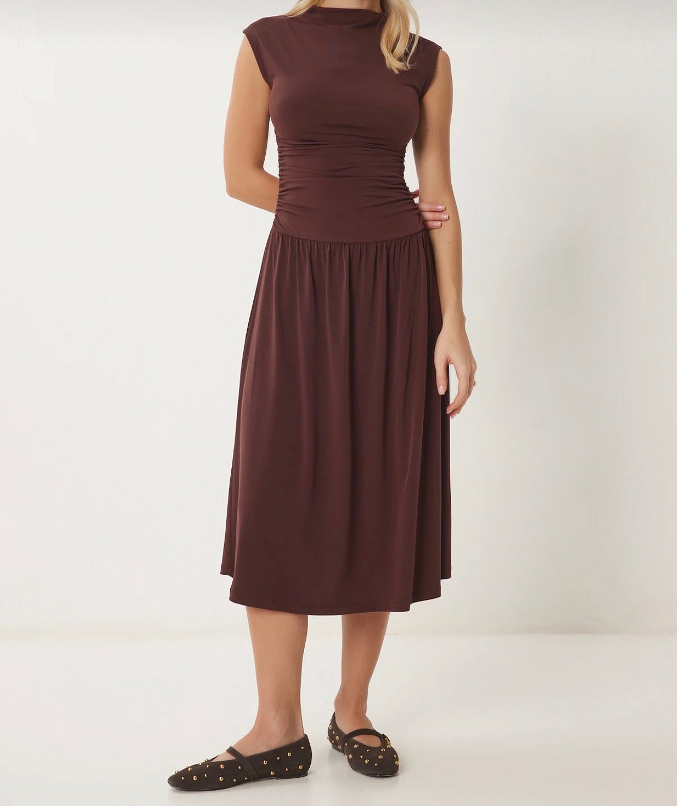 Brown midi dress