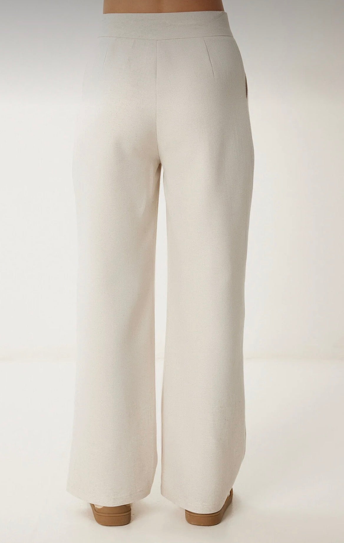 Linen blended palazzo trousers