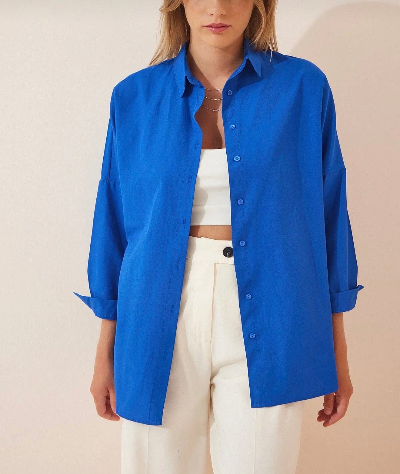 Oversize long basic shirt