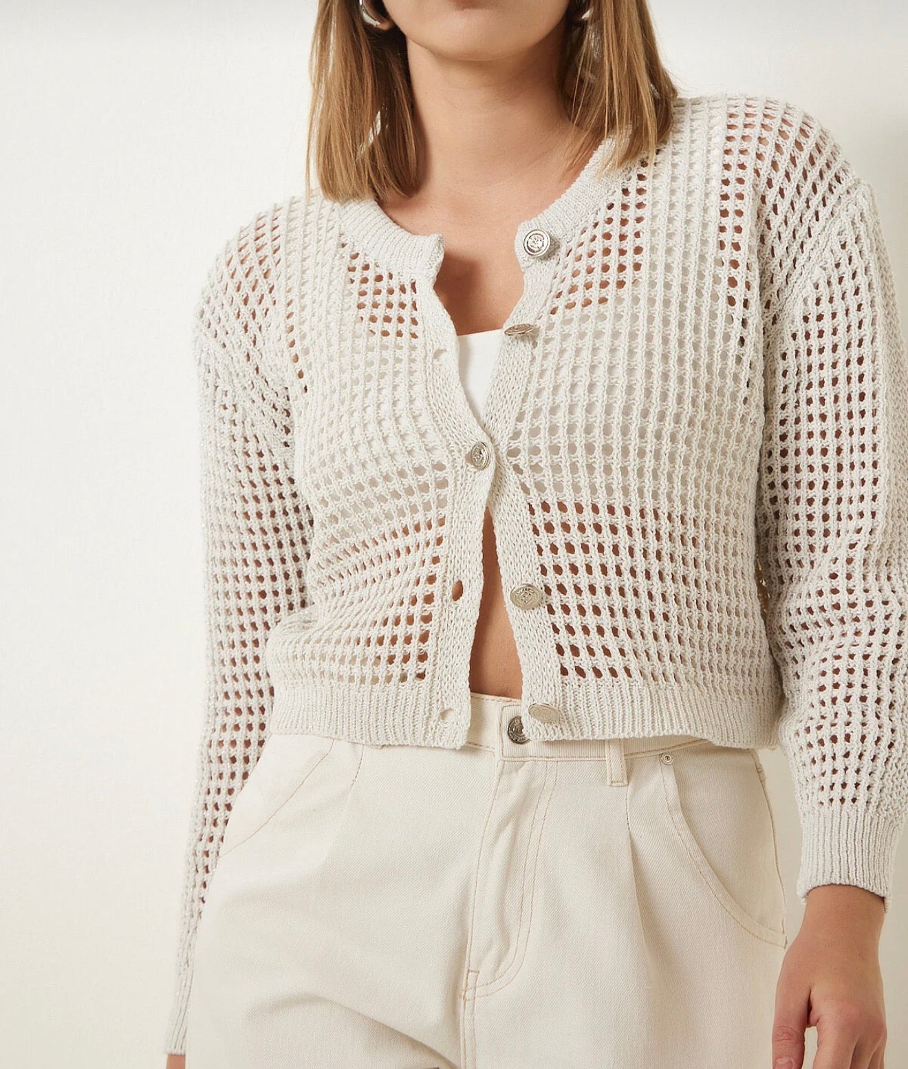Crop knit cardigan