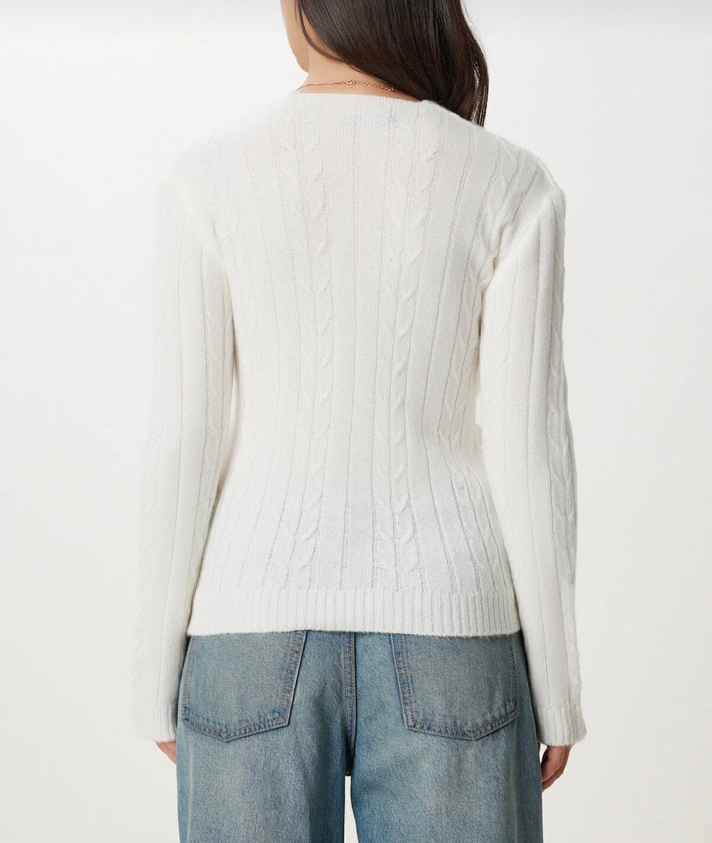 Bone wrap collar knitwear sweater
