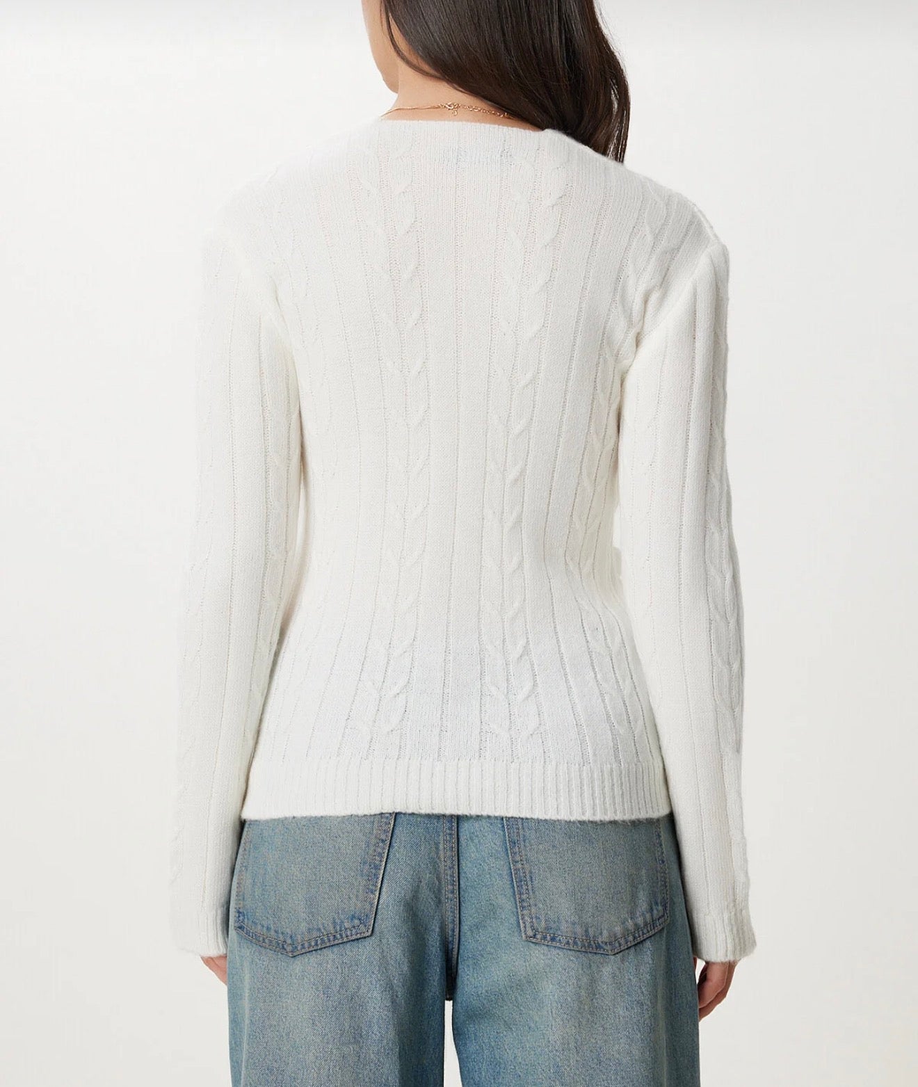 Bone wrap collar knitwear sweater
