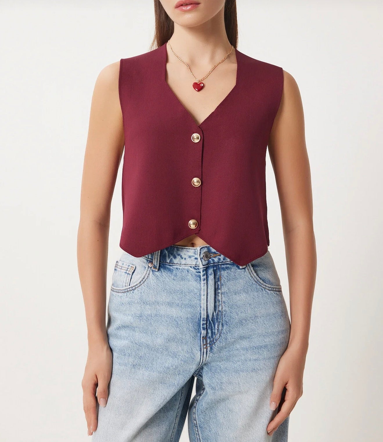 V-neck knitwear vest