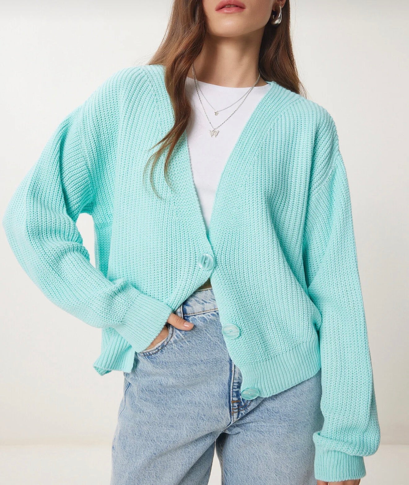 V-neck knitwear cardigan