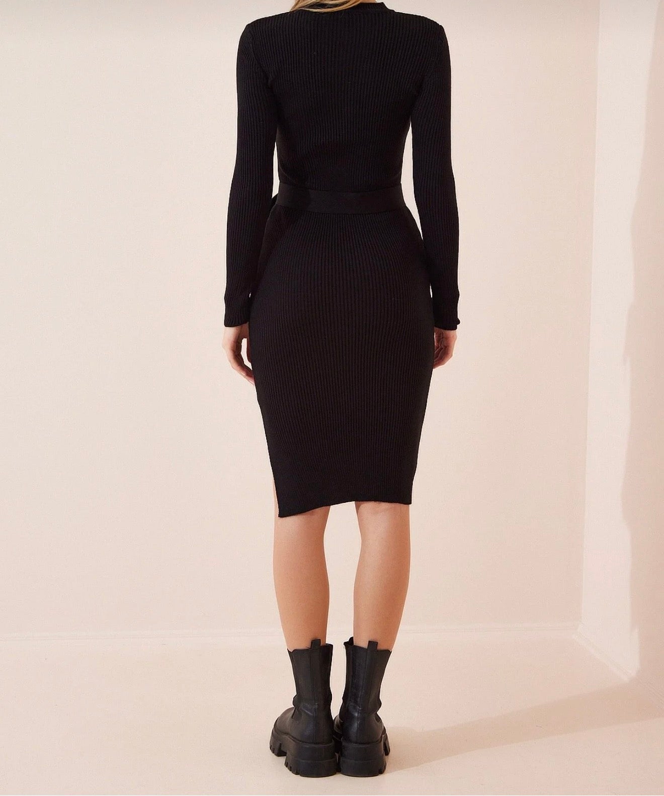 Crew neck knitwear dress